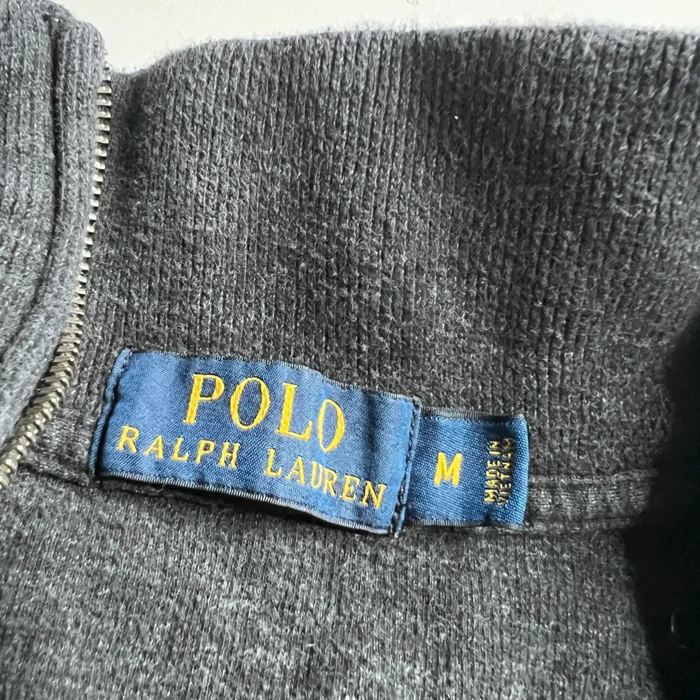 Polo Ralph Lauren Mens Quarter Zip Pullover‎ Sweater Charcoal Gray Pony Logo M